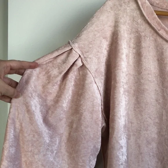 We the Free Milan blush pink crushed velvet top - Picture 5 of 8